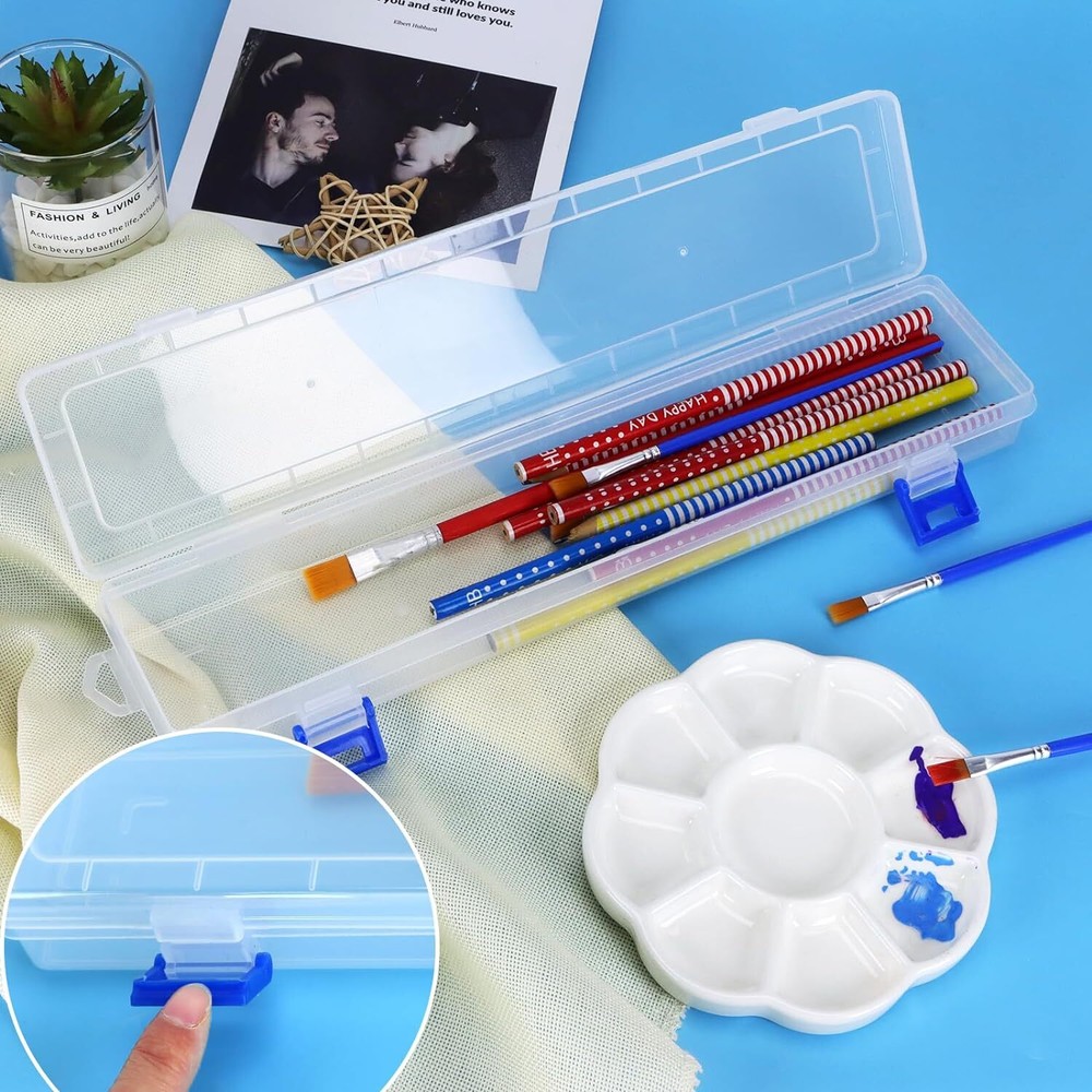 FIREBOOMOON 3 Pack Translucent Plastic Paint Brush Holder, Long Transparent