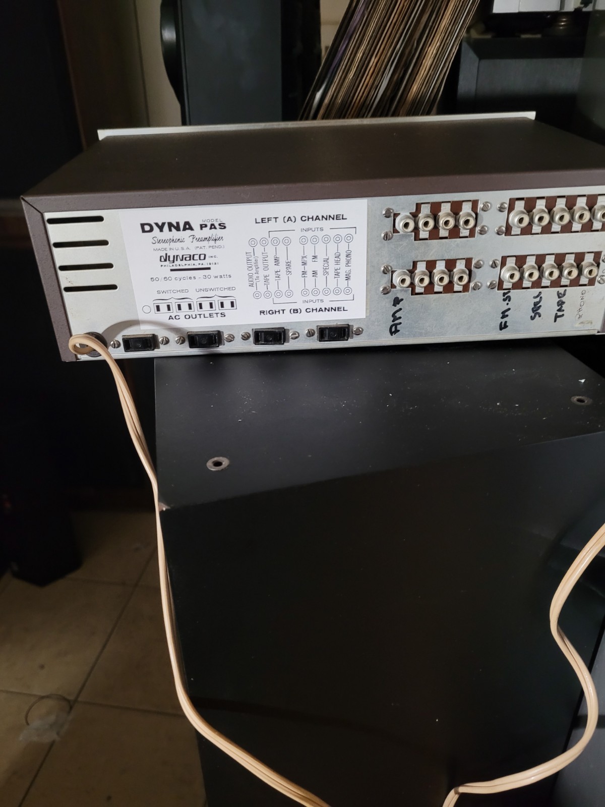 Dynaco Pas Preamp Rear Label Peel and Stick