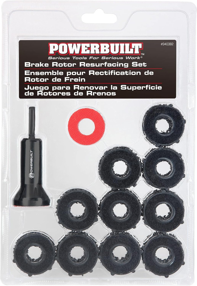 Powerbuilt Brake Rotor Resurfacing Kit 13 Pc Drill Attachment Rust Cleaner