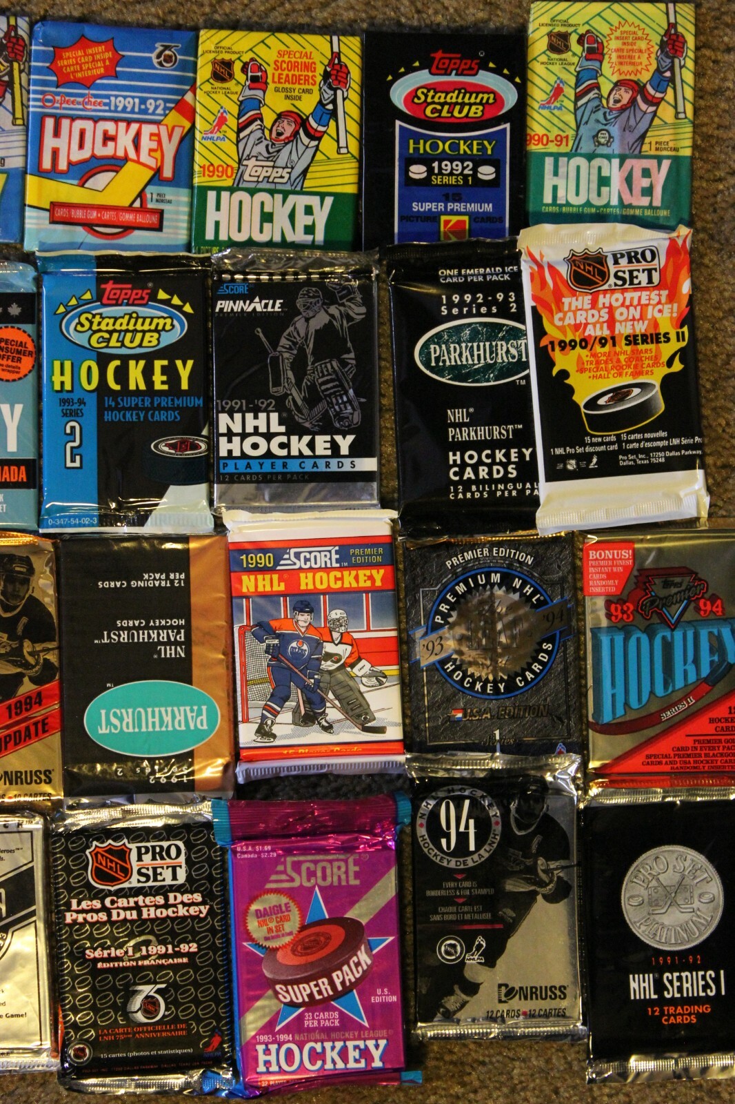 Hockey Card LIQUIDATION - LOT OF 55 OLD VINTAGE HOCKEY CARDS IN UNOPENED PACKS