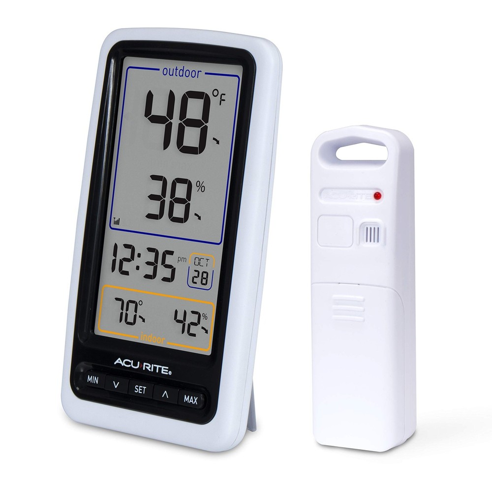 AcuRite 01136M Wireless Thermometer Single, With Humidity & Clock
