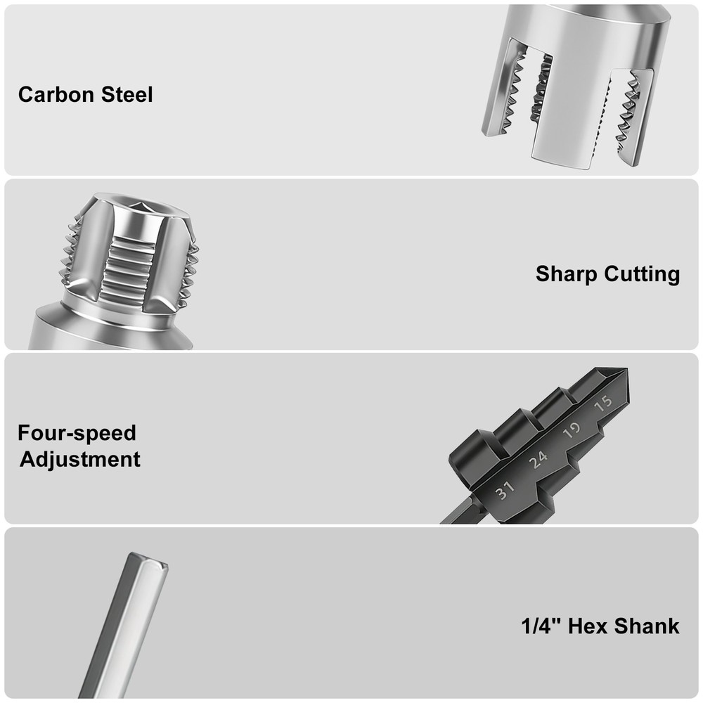 3x PVC Pipe Internal External Thread Cutter Tool Kit 1/2" 3/4" + Step Drill Bit