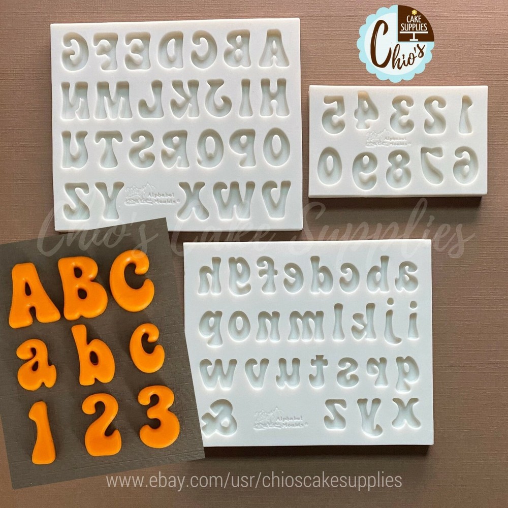 Bubble Font Alphabet Uppercase, lowercase & numbers Molds. 3 pcs set Model #006