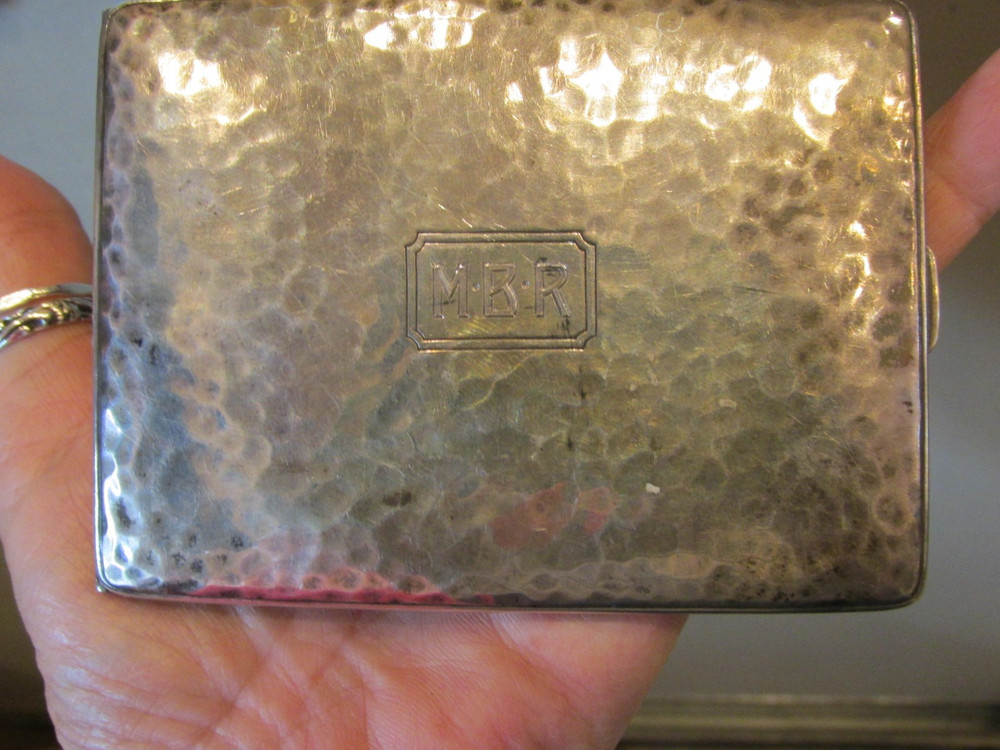 Vintage Tooled Sterling Silver Cigarette Case Monogram MBR 88 grams