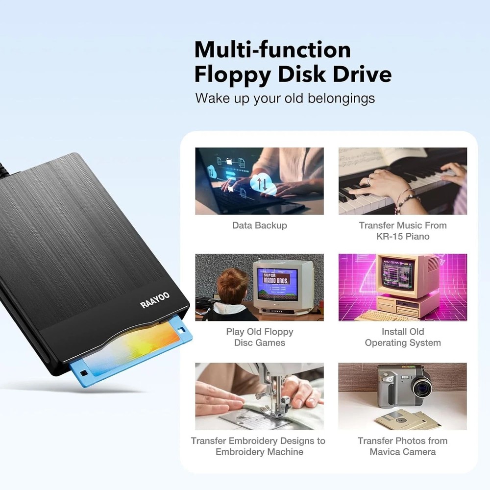 Floppy Disk Reader 3.5 inch USB Floppy Disk Drive External 3 1/2 floppy disc rea
