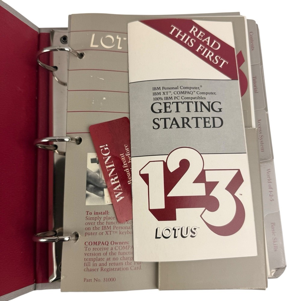 Vintage IBM PC Lotus 1-2-3 Version 1A Spreadsheet Graphics Software Manual Set