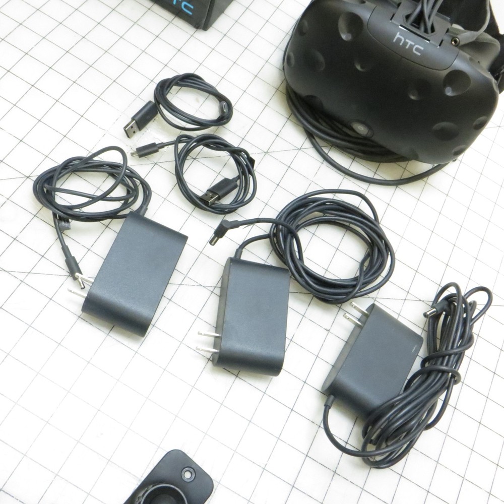 HTC Vive Wired VR Headset for PC / Steam VR w/ Controllers, Sensors, Wall Mounts