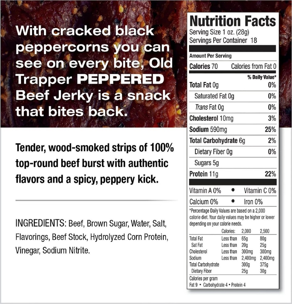 Old Trapper Peppered Beef Jerky, 18 oz.