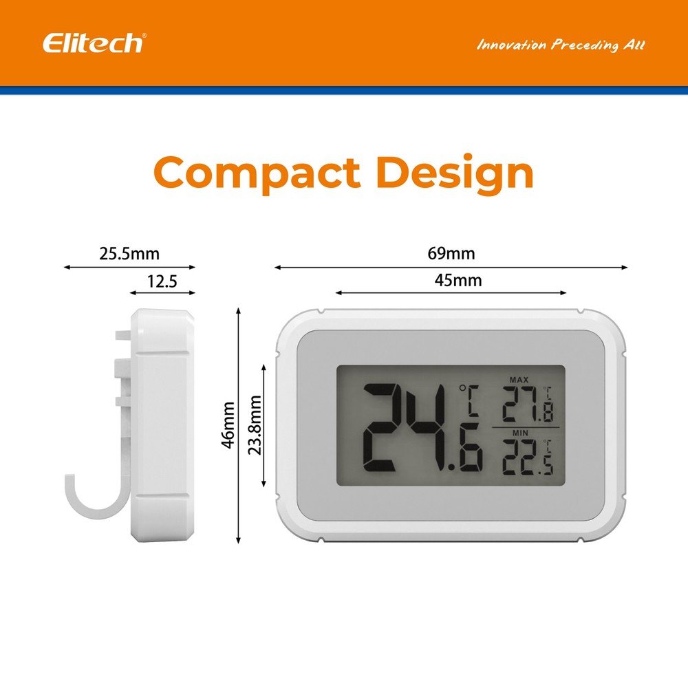 Digital Freezer/Fridge Thermometer Waterproof Alarm Indicator Min/Max Memory