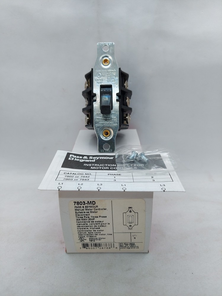 Legrand 7803MD Pass & Seymour Manual Controller Switch, 3-Phase, 3-Pole,