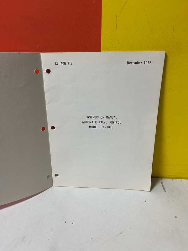 Varian 971-1015 Automatic Valve Control Instruction Manual