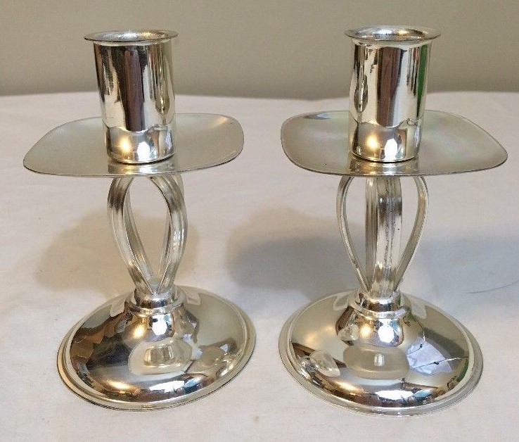 Vintage DeKra Silverplate Candlestick Set Made in Western Germany4.5 " Tall FS!