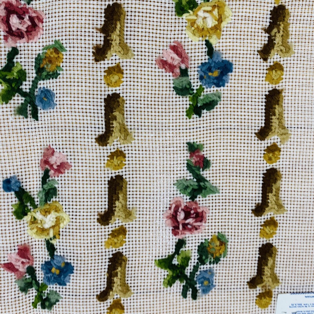 Flowers In A Row Wool Needlepoint Design Completed