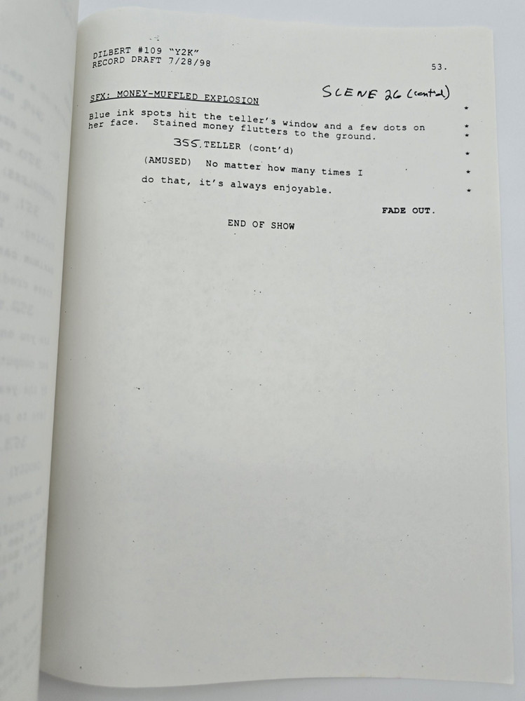 DILBERT / Larry Charles 1998 TV Script, Daniel Stern & Chris Elliott "Y2K"