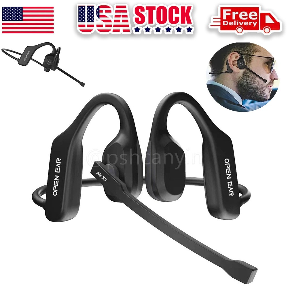 Open Ear Wireless Headset Trucker Bluetooth 5.3 With Dual Noise Cancelling Mic