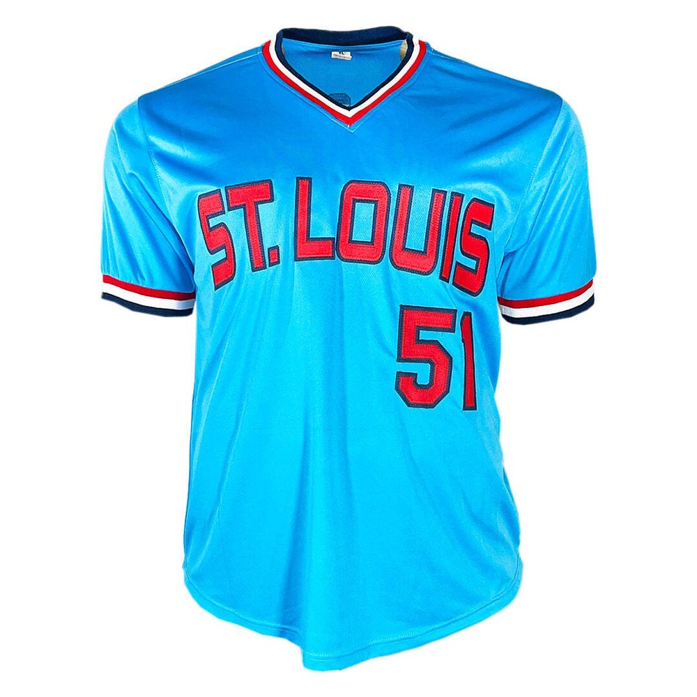 Willie McGee Signed St. Louis Blue Baseball Jersey (JSA)