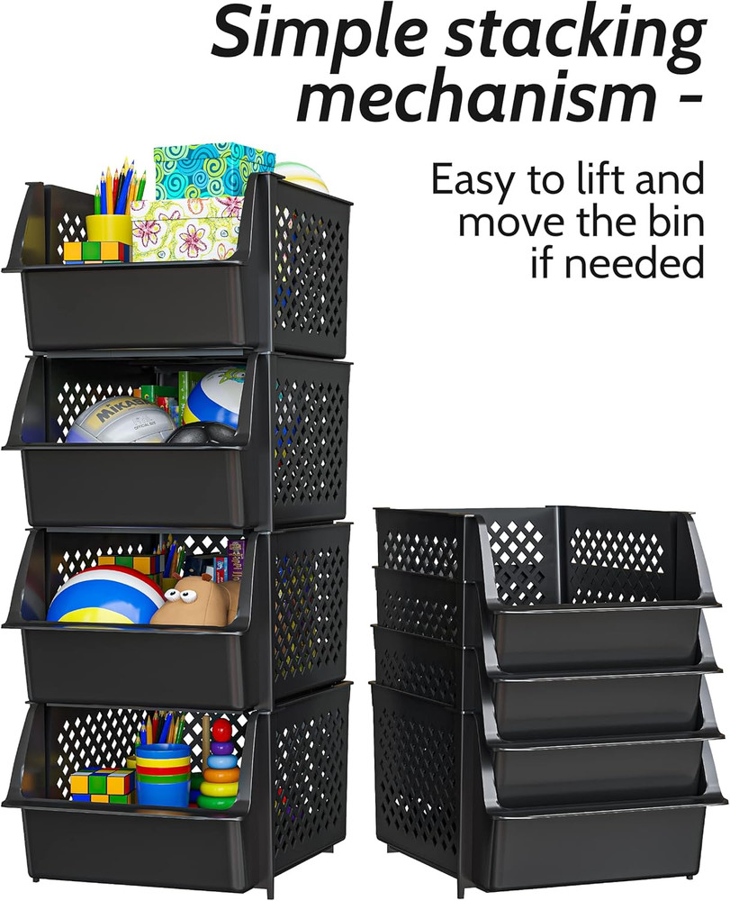 Tidyfriend Stackable Storage Bins for Pantry - 8 Pack Stackable Bins for Organiz