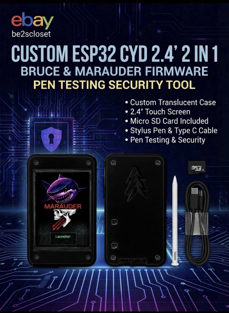 ESP32 MINI 2.4" PenTesting | Bruce + Marauder Dual Boot | Custom Case+SD 🔓✅
