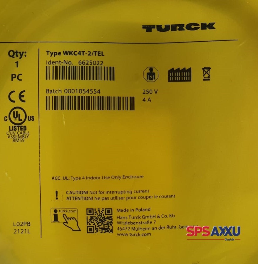 Turck Actuator/Sensor Cable WKC4T-2/TEL Sensor Actuator Cable 6625022