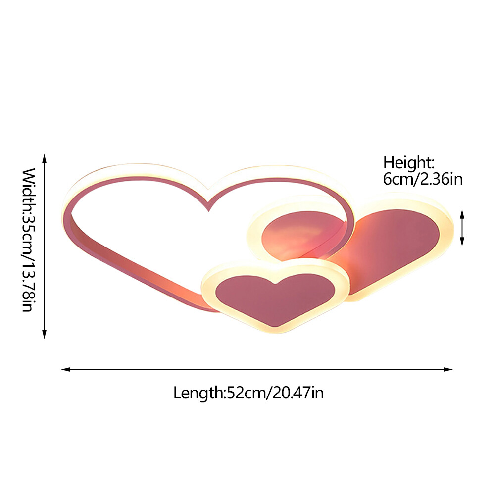 Pink Ceiling Light Heart-shaped Ceiling Light Dimmable LED Ceiling Lamp W/Remote