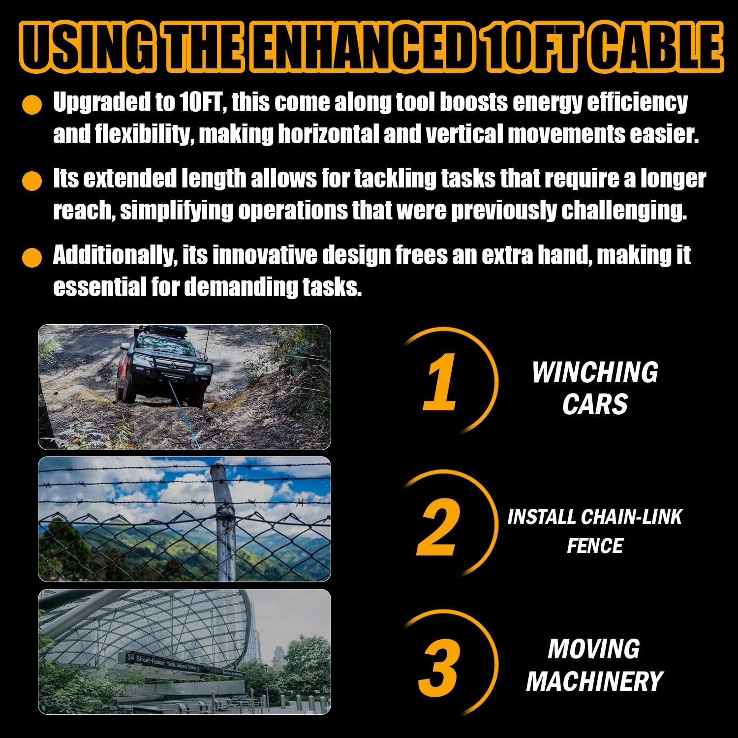 Come Along 2 Ton Enhanced 10FT Cable Winch Puller Heavy Duty Hand Puller 4400LB