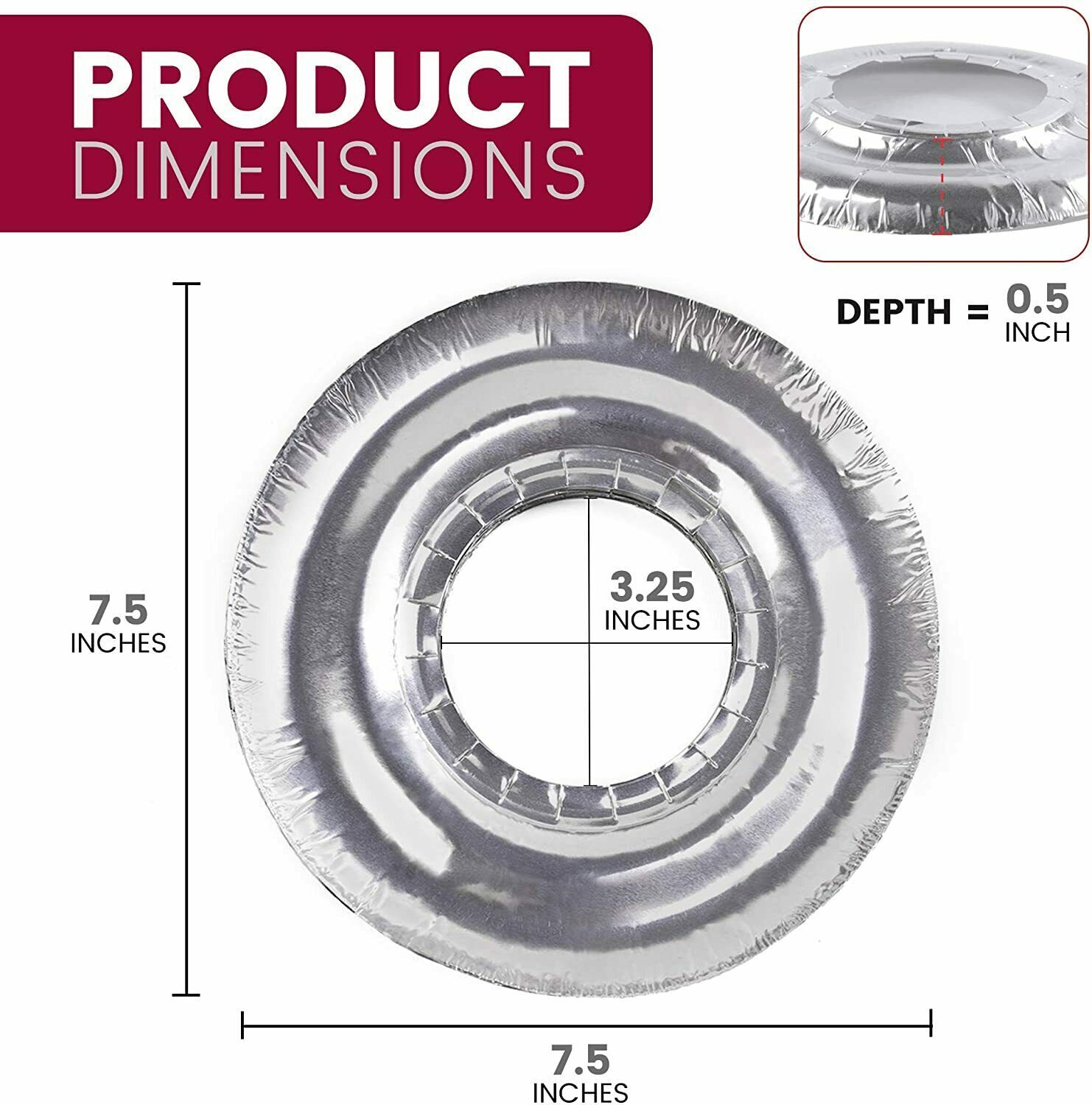 100Pack Disposable Gas Burner Liners 7.5"Aluminum Foil Round Stove Burner Covers
