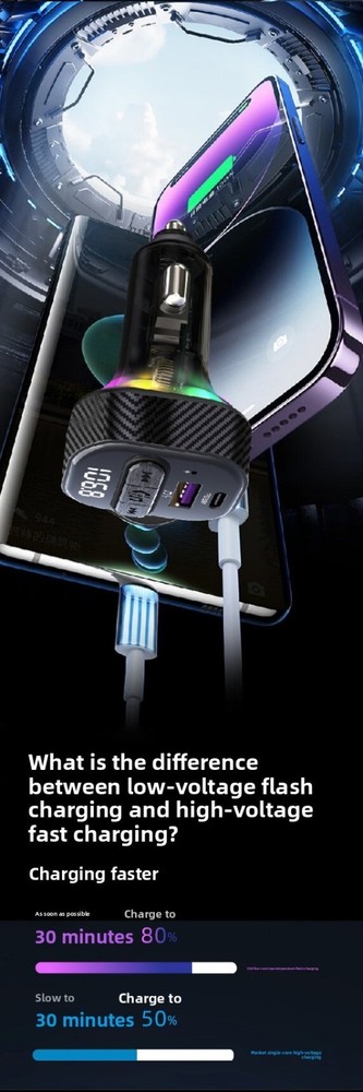 Hands-Free Bluetooth FM Transmitter MP3 Player PD Fast Car Charger