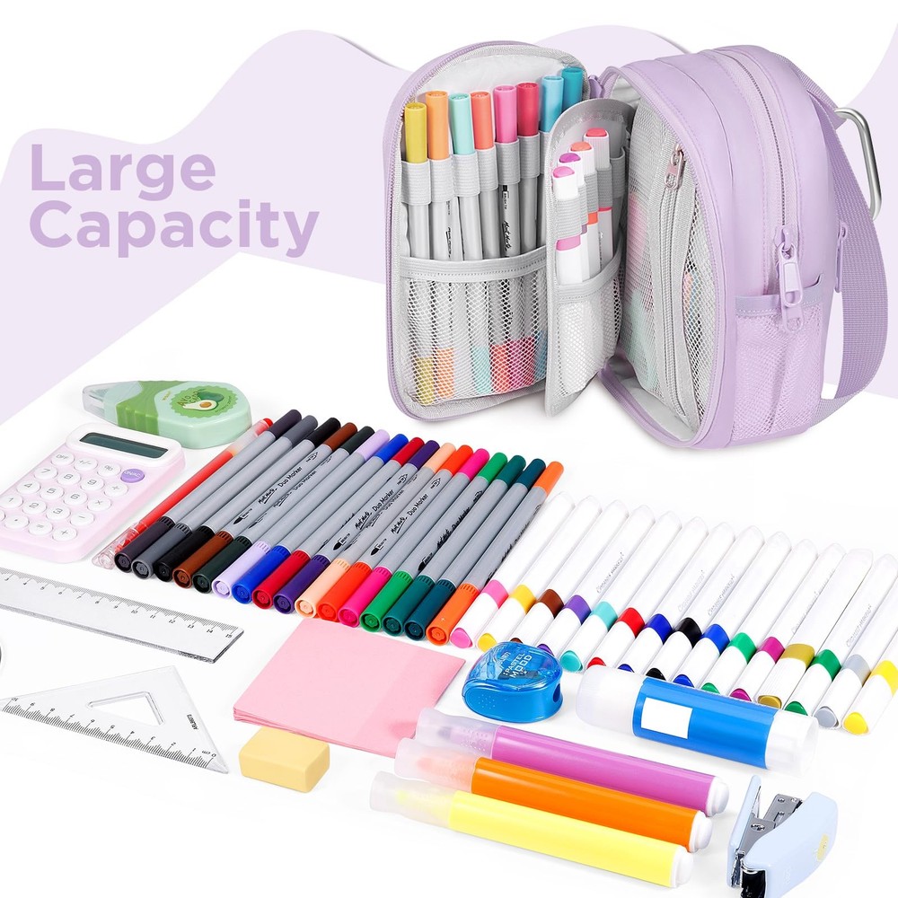 crawing Large Capacity Pencil Case, Mini Backpack Medium, Purple