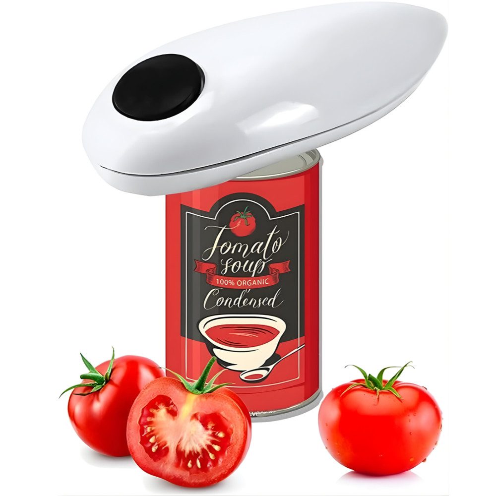 One Touch Automatic Electric Can Opener – Battery Powered, Smooth Edge Safe Cut