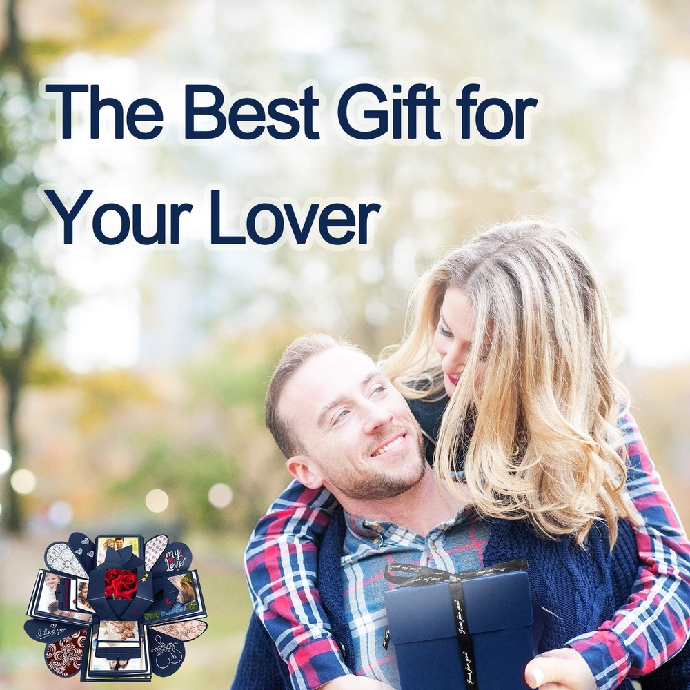 DIY Explosion Gift Box Set - Creative Love Memory Scrapbook & large, Blue