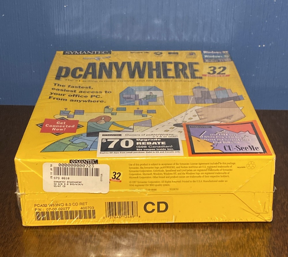 SYMANTEC PC Anywhere 32 Version 8.0 - PC CD-ROM Home Office Software, NEW SEALED