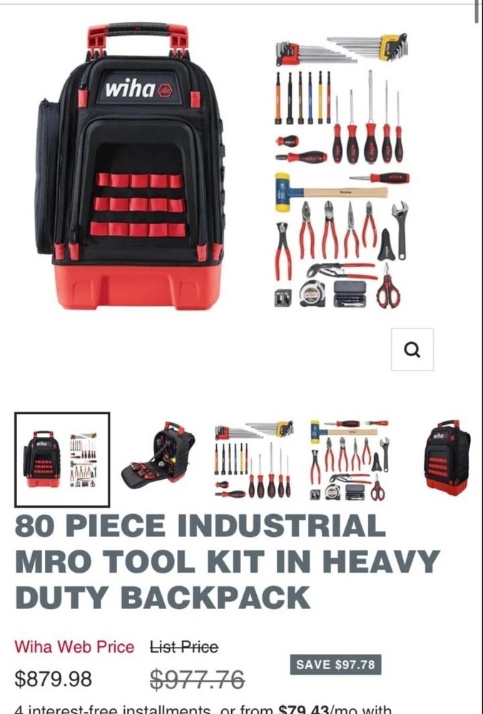 Wiha Tools 91873 Industrial MRO Tool Kit, 80 Pc.