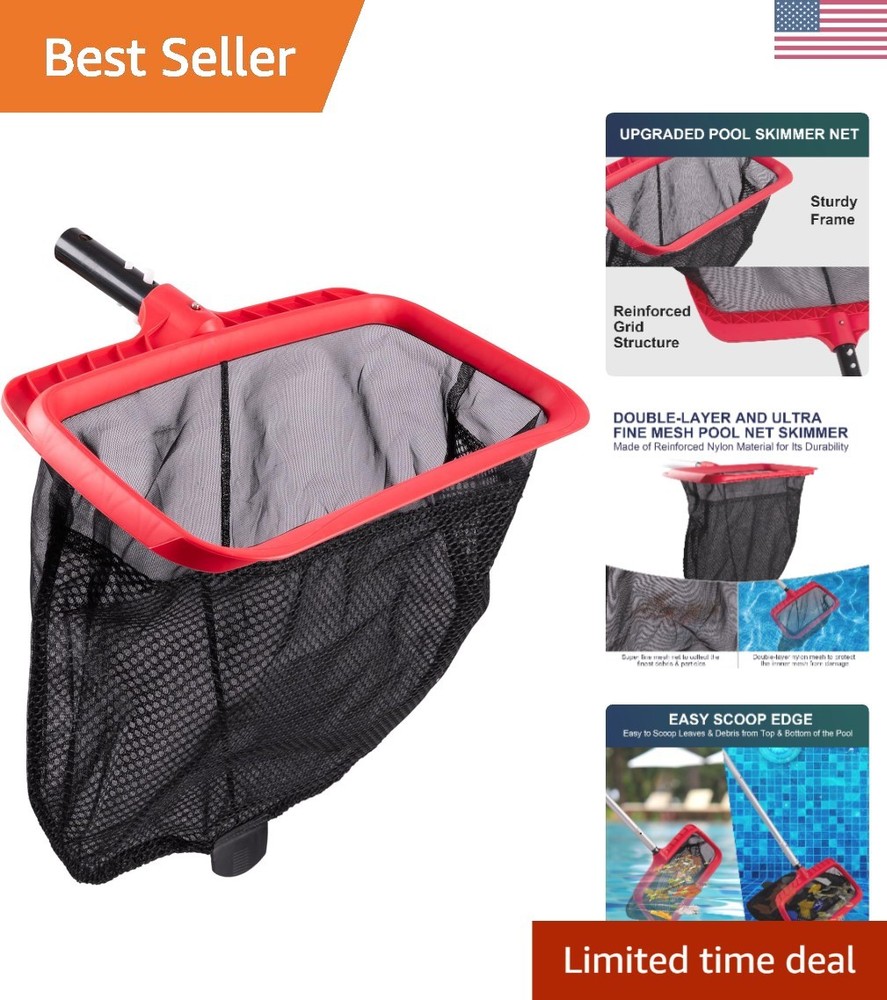 Upgraded Pool Skimmer Net - Double-Layer, Reinforced Frame for Easy Cleaning
