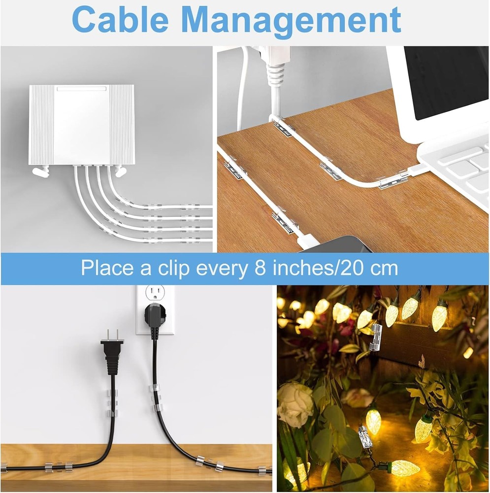 Cable Management Clips Black (Assorted Sizes, 60 PCS), M&L,