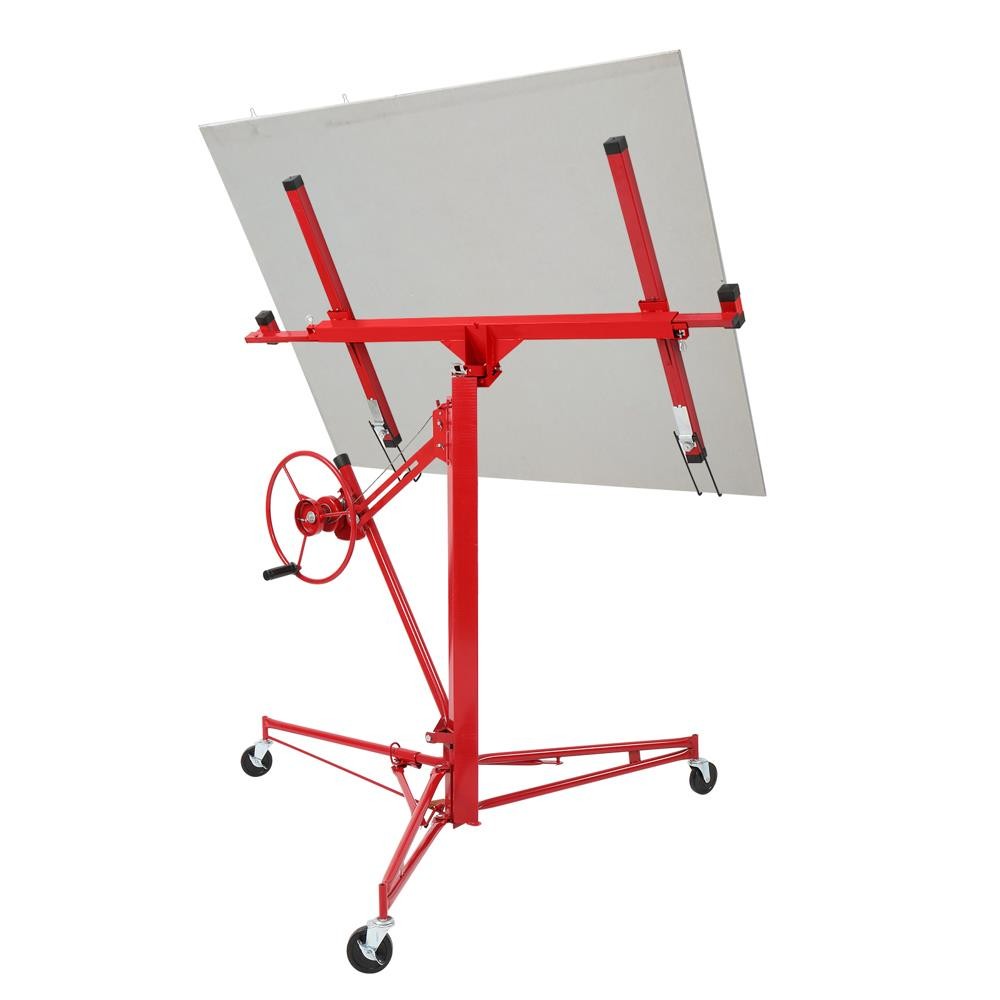16FT Drywall Panel Hoist Dry Wall Rolling Caster Lifter Construction Tool Red