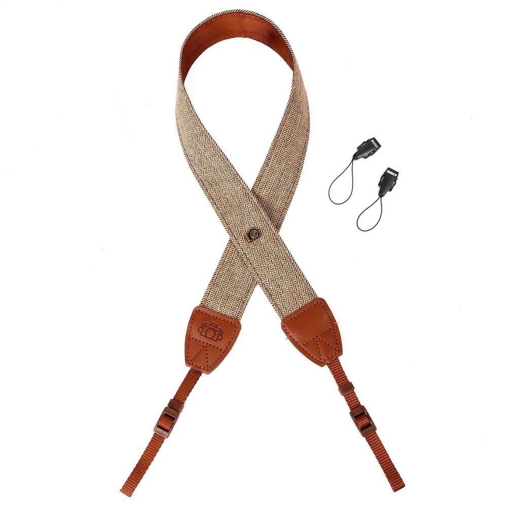 WANBY Camera Strap Brown Canvas Neck Shoulder with Quick Brown,