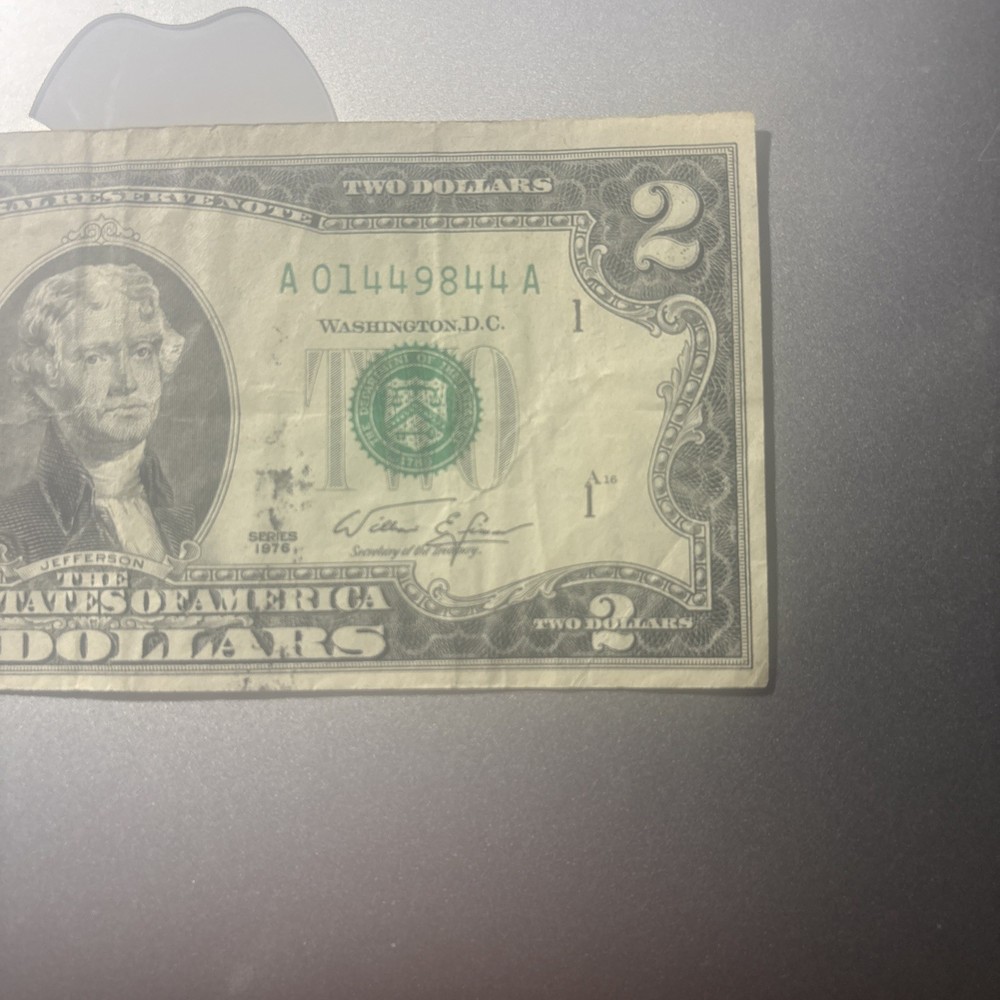 Miscut Misaligned Error 1976 $2 Two Dollar Bill