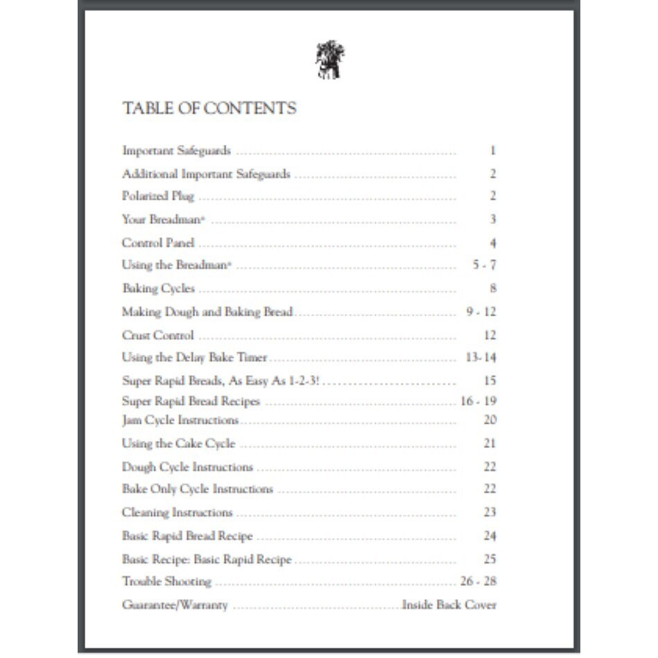 Breadman Cool Touch Automatic Bread Maker Machine Owner and Recipe Manual 52 pag