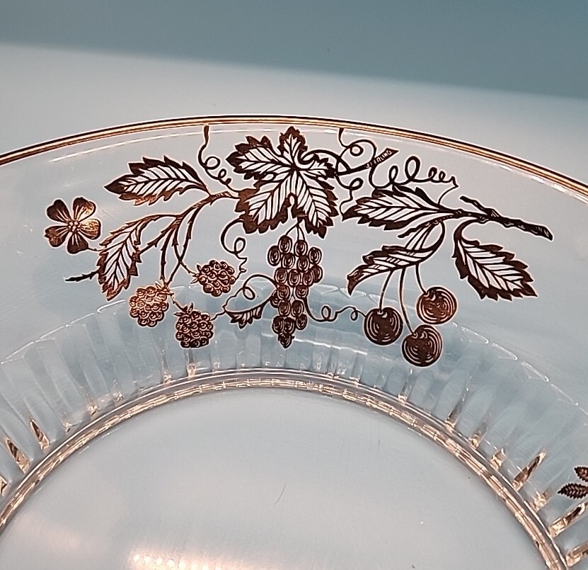 Vintage Sterling SILVER Overlay Fruit Pattern Bowl Ridged Bottom