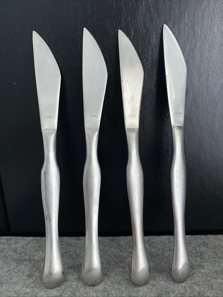 4 Retroneu 18/10 Stainless SILHOUETTE Flatware Modern Solid Knives