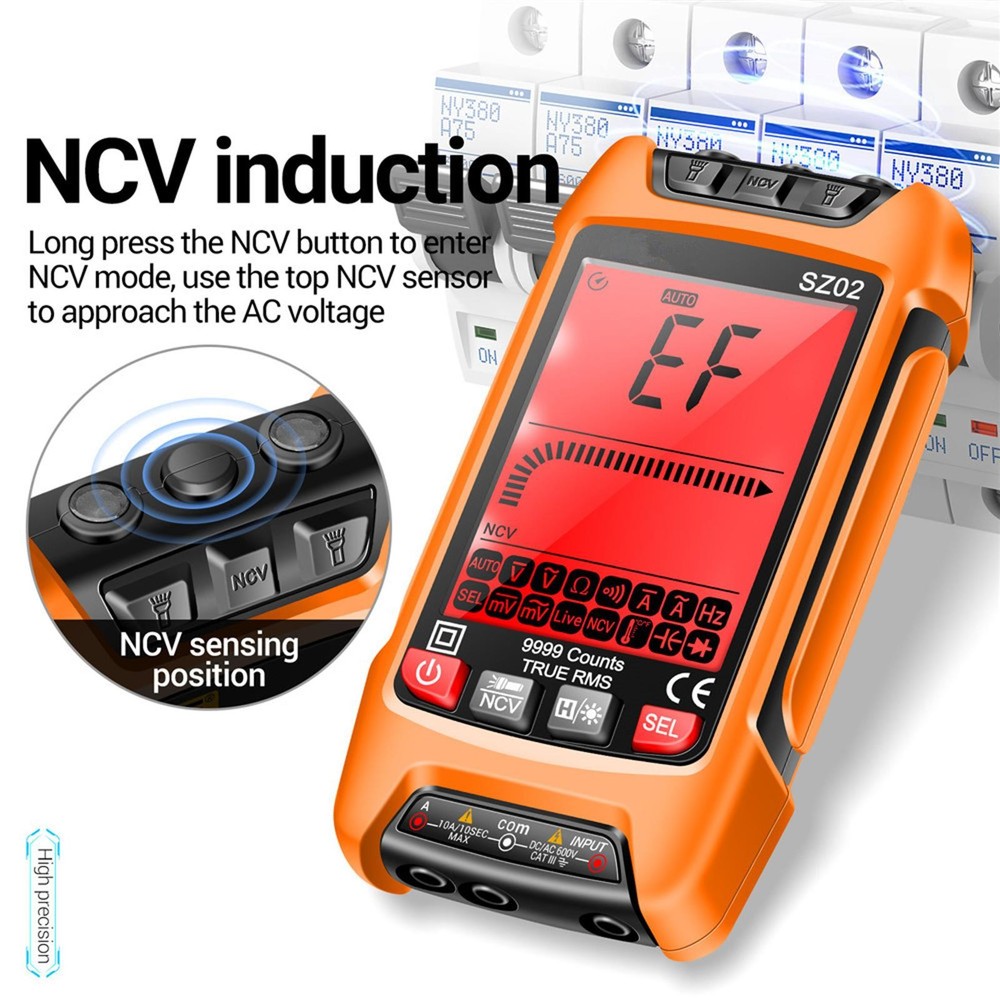 Digital Multimeter 9999 Counts True RMS Auto Electrical Capacitance Meter Temp,