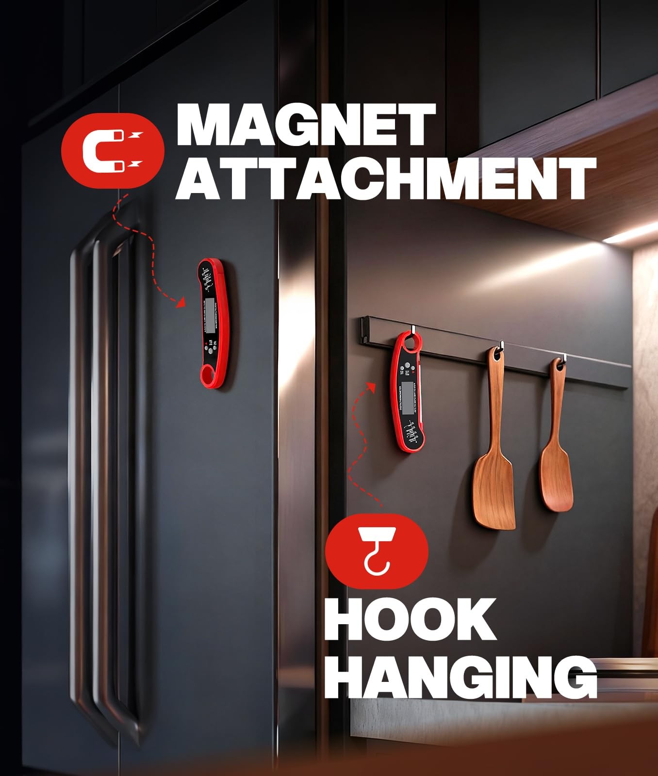 Digital Meat Thermometer Instant Read Food Probe for Cooking Grilling BBQ Red