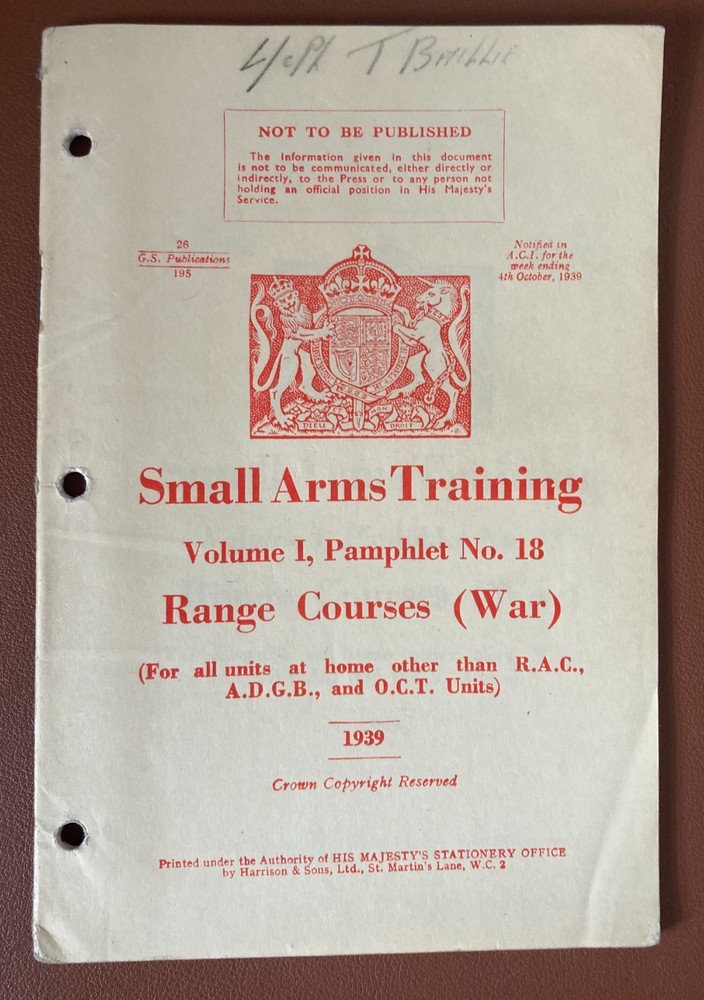 Genuine WW2 British small arms training manuals