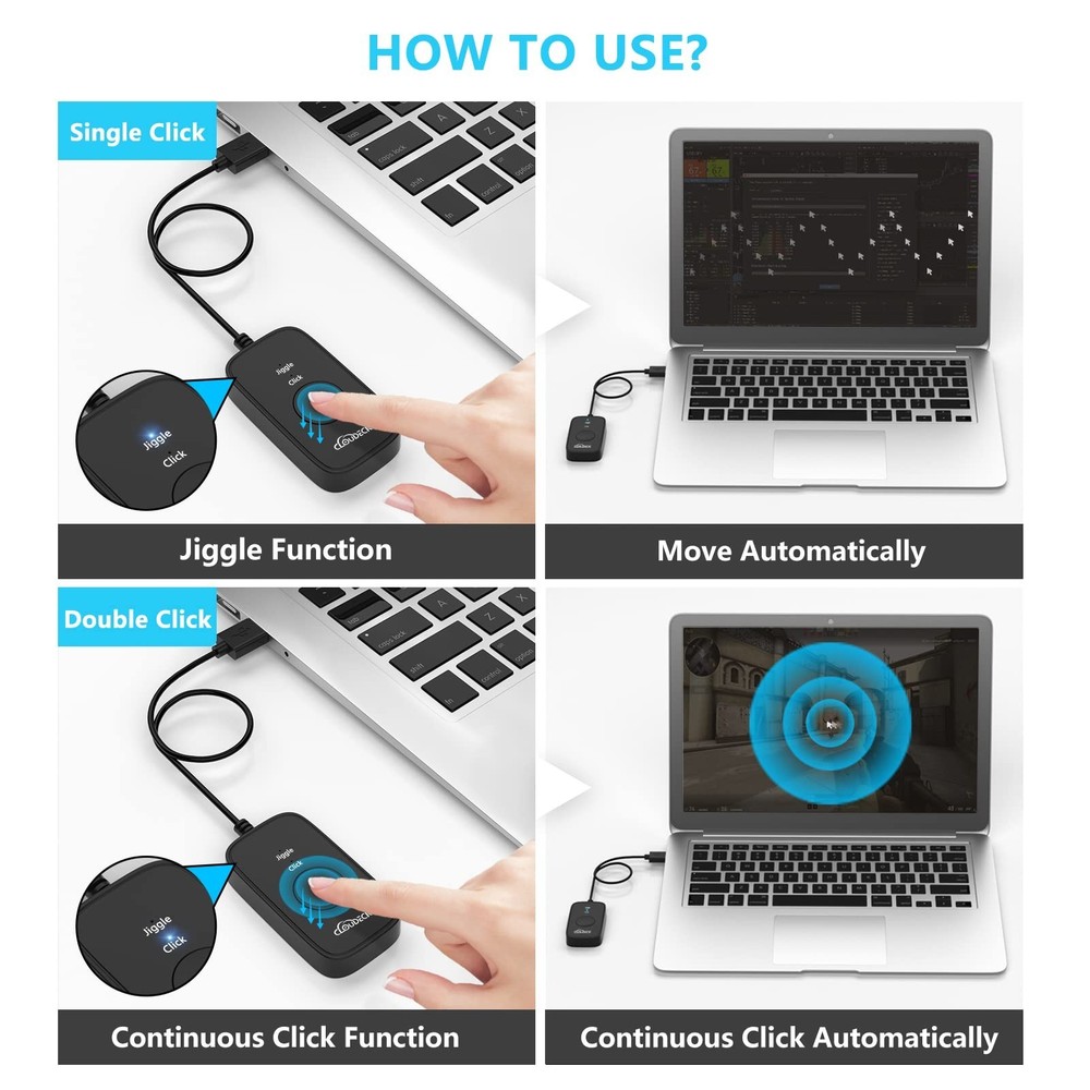 Mouse Jiggler Undetectable, USB Mover, Gaming Automatic Continuous Click Devi...