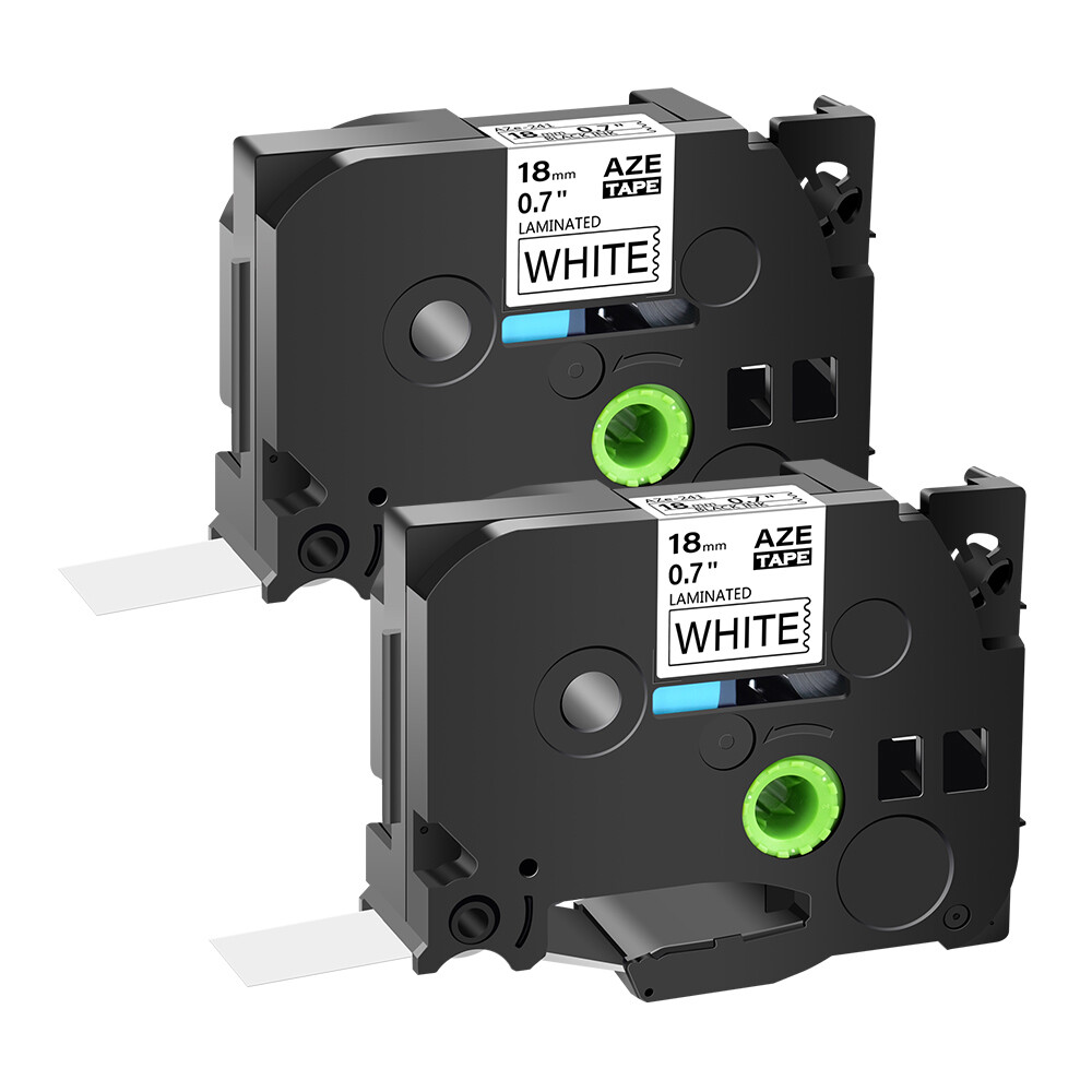 Compatible with Brother 2PK Black on White TZ-241 Label Tape TZe241 3/4"