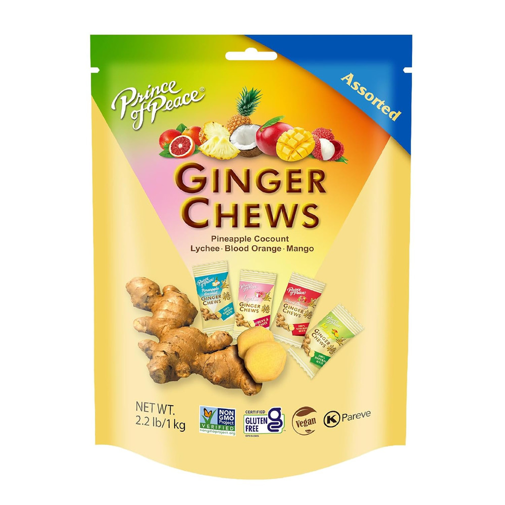 Ginger Chews Assorted Flavors, 2.2 Lb. (Mango, Blood Orange, Pineapple Coconut,
