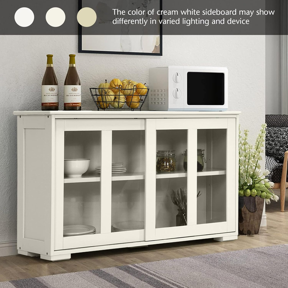 Kitchen Storage Cabinet Sideboard, Stackable Buffet W/Height-Adjustable Shelf &