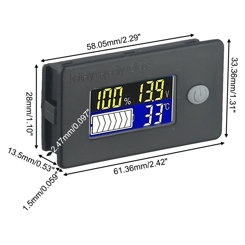 Digital Display Battery Meter Vibrant LCD Color Screen Multifunctional Display