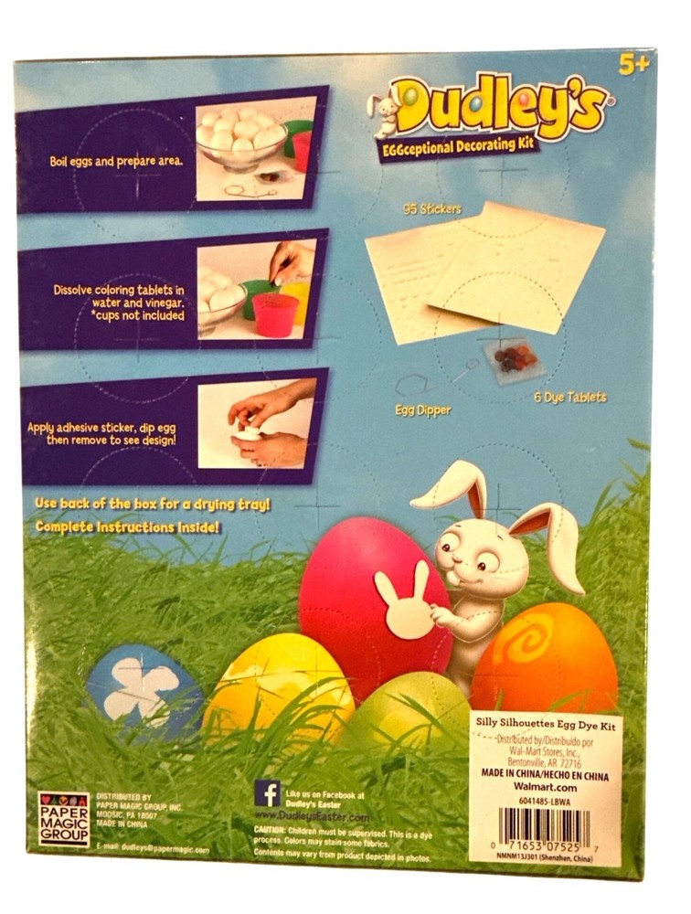 DUDLEY'S Silly Silhouette Easter Egg Decorating Kit Coloring Tablet+ Stickers+