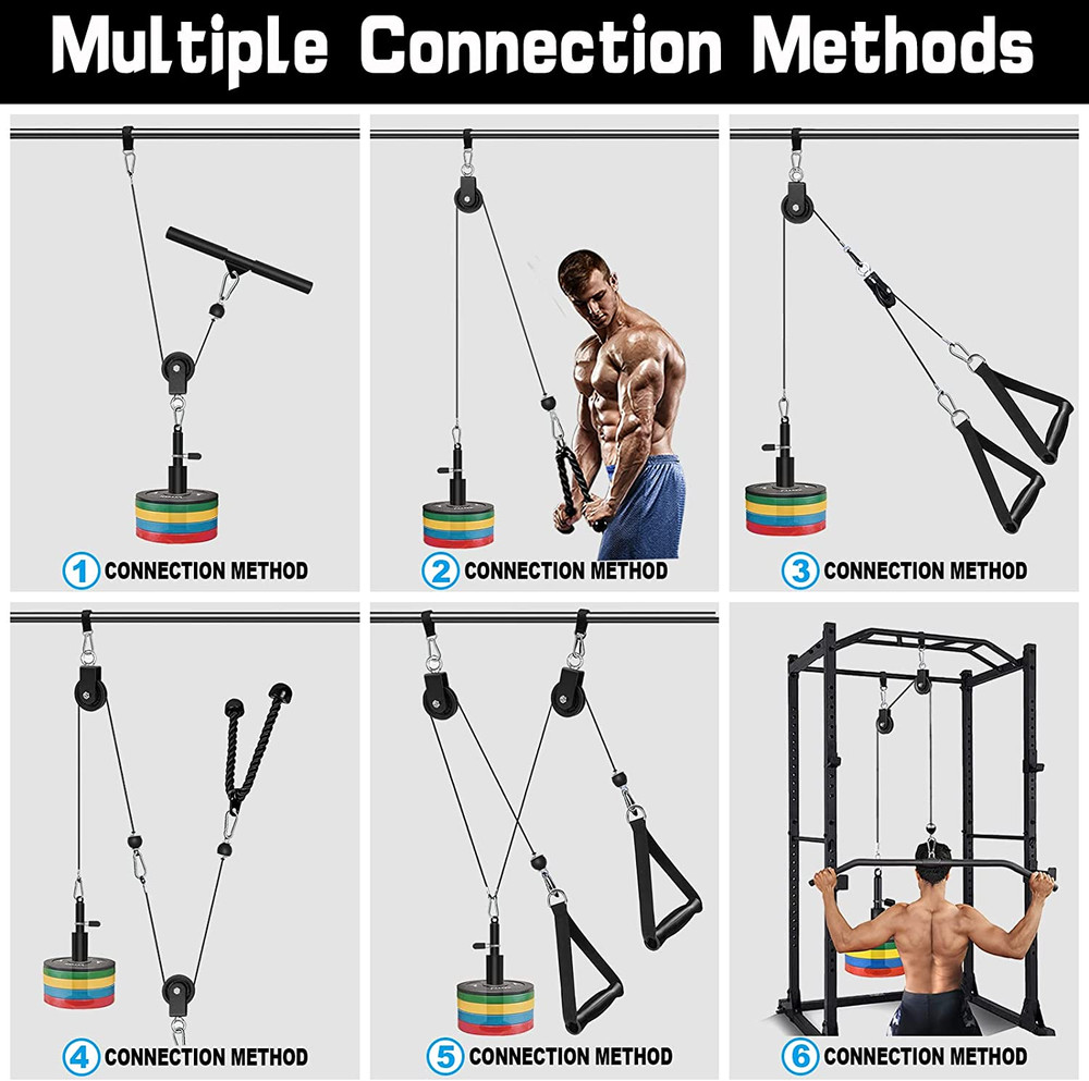 Weight Cable Pulley System Gym, Upgraded Cable Pulley Attachments for LAT Pull D